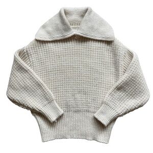 H&M Womens Chunky Knit Sweater Cream Oversized Shawl Collar Cozy Minimalist Sz S